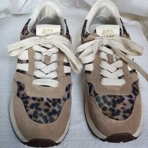 Steve Madden Blume Leopard Print Suede Sneakers Tan Cream BLUM01S1 Womens 9.5M